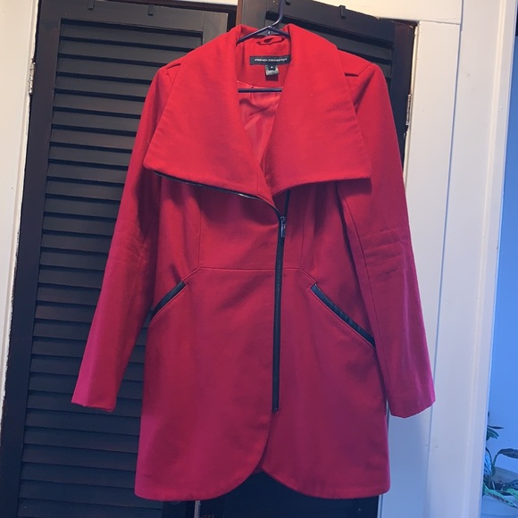 SOLD!! Gorgeous red coat with faux leather detail - Picture 6 of 6